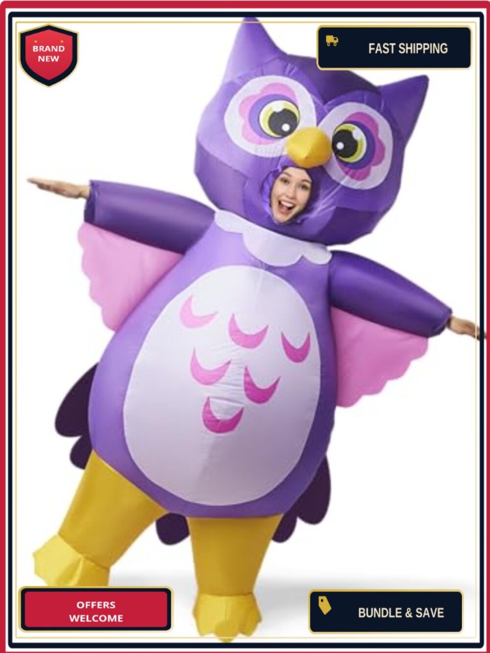 Adult Inflatable Owl Costume Full Body Blow-Up Halloween Cosplay